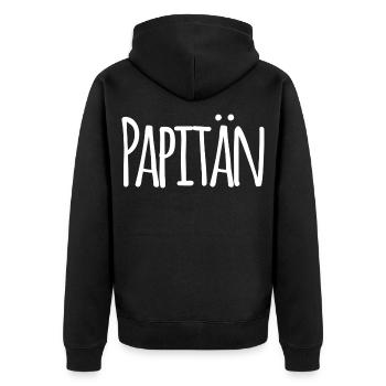 Papitän Funny Pun Capitaine Papa Ancre - Veste à capuche bio Premium Unisexe - noir - Dos - Nico (187cm)