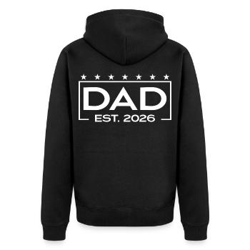 Dad 2026 Loading – Est. 2026 Design for Dads - Unisex Premium Organic Zip Hoodie - black - Back - Nico (187cm)