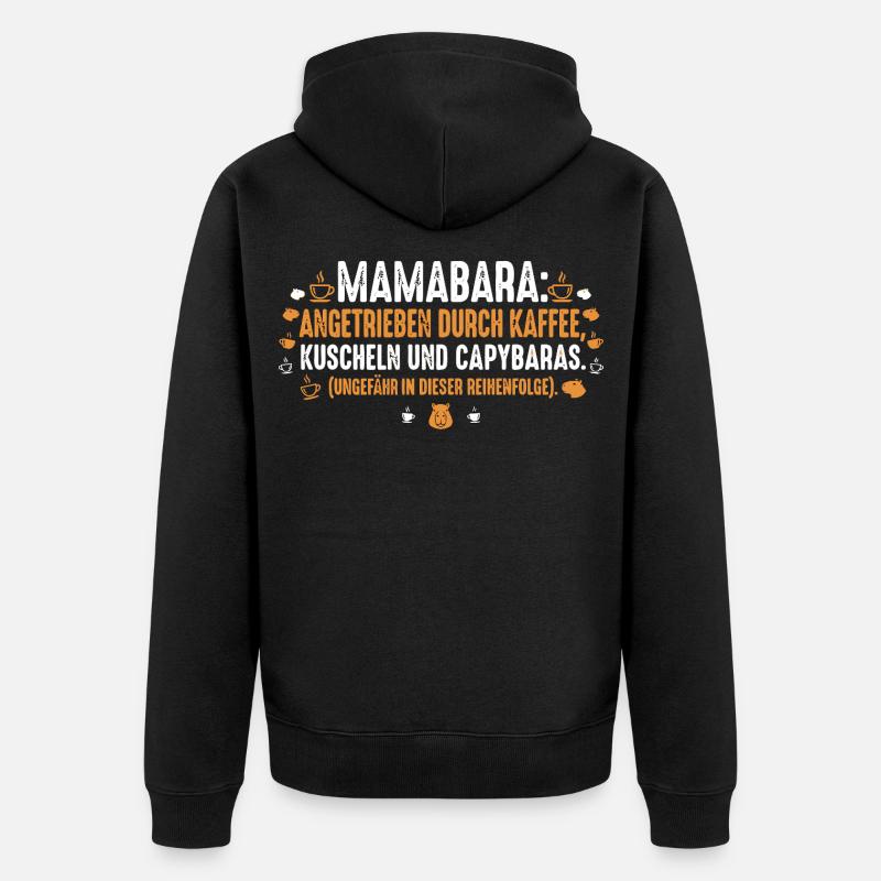 Mamabara Capybara Kaffee Mama - Unisex Premium Bio Zip Hoodie - Schwarz