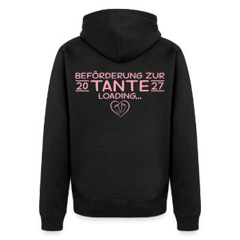Befördert zur Tante 2027 – Babyparty Geschenk - Unisex Premium Bio Zip Hoodie - Schwarz - Hinten - Nico (187cm)