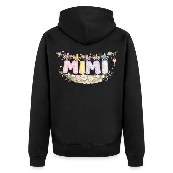 Mimi Flowers and Pastel | Sweetheart Granny Gift - Unisex Premium Organic Zip Hoodie - black - Back - Nico (187cm)