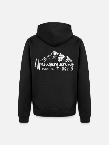 Alpenüberquerung 2026 Salzburg Triest - Unisex Premium Bio Zip Hoodie - Schwarz