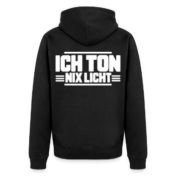 Ich Ton Nix Licht Veranstaltungstechniker Technik - Unisex Premium Bio Zip Hoodie - Schwarz - Hinten - Nico (187cm)