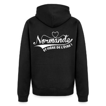 Normande et fière de l'être - Veste à capuche bio Premium Unisexe - noir - Dos - Nico (187cm)