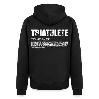 Triathlon Significance - Unisex Premium Organic Zip Hoodie - black - Back - Nico (187cm)
