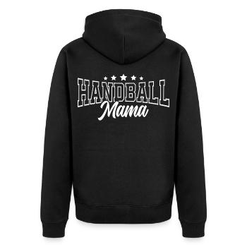 Handball Mama - Unisex Premium Bio Zip Hoodie - Schwarz - Hinten - Nico (187cm)