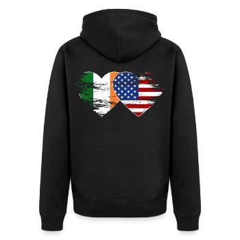 Irlande États-Unis drapeau coeur utilisé - Veste à capuche bio Premium Unisexe - noir - Dos - Nico (187cm)