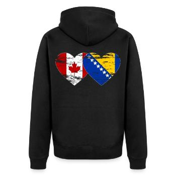 Canada Bosnie drapeau coeur utilisé - Veste à capuche bio Premium Unisexe - noir - Dos - Nico (187cm)