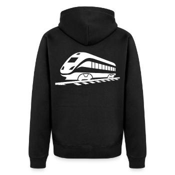 Dessin ferroviaire - Veste à capuche bio Premium Unisexe - noir - Dos - Nico (187cm)