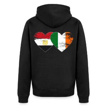 Ägypten Irland Flagge Herz used - Unisex Premium Bio Zip Hoodie - Schwarz - Hinten - Nico (187cm)