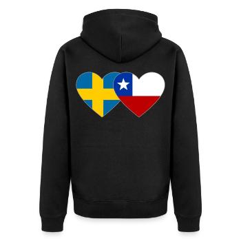 Schweden Chile Flagge Herz - Unisex Premium Bio Zip Hoodie - Schwarz - Hinten - Nico (187cm)