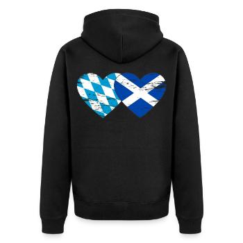 Bavaria Scotland flag heart used - Unisex Premium Organic Zip Hoodie - black - Back - Nico (187cm)