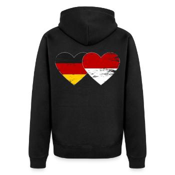 Allemagne Indonésie Drapeau Coeur - Veste à capuche bio Premium Unisexe - noir - Dos - Nico (187cm)