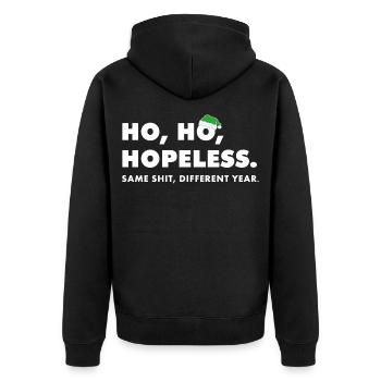 Ho ho désespéré : Expression anti-Noël - Veste à capuche bio Premium Unisexe - noir - Dos - Nico (187cm)