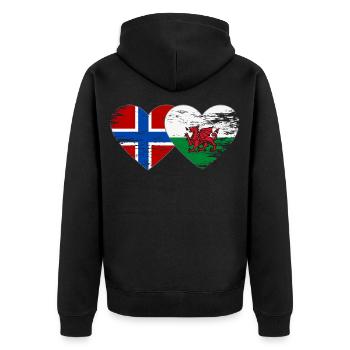 Cœur du drapeau norvégien du pays de Galles utilisé - Veste à capuche bio Premium Unisexe - noir - Dos - Nico (187cm)