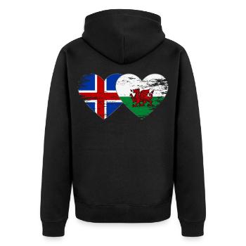 Cœur du drapeau islandais du pays de Galles utilisé - Veste à capuche bio Premium Unisexe - noir - Dos - Nico (187cm)