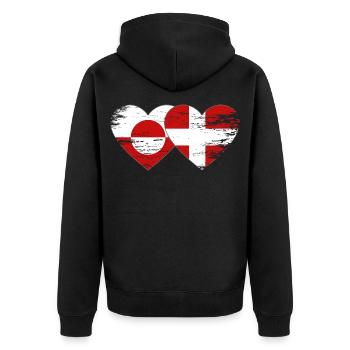 Cœur du drapeau du Groenland-Danemark utilisé - Veste à capuche bio Premium Unisexe - noir - Dos - Nico (187cm)