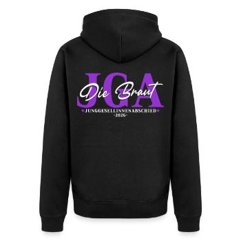 Braut - Junggesellinnenabschied 2026 JGA Damen - Unisex Premium Bio Zip Hoodie - Schwarz - Hinten - Nico (187cm)