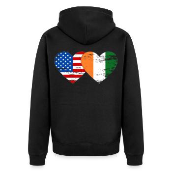 Drapeau américain de Côte d’Ivoire Cœur utilisé - Veste à capuche bio Premium Unisexe - noir - Dos - Nico (187cm)