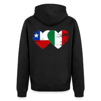 Chile Italy flag heart used - Unisex Premium Organic Zip Hoodie - black - Back - Nico (187cm)