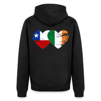 Chile Ireland flag heart used - Unisex Premium Organic Zip Hoodie - black - Back - Nico (187cm)