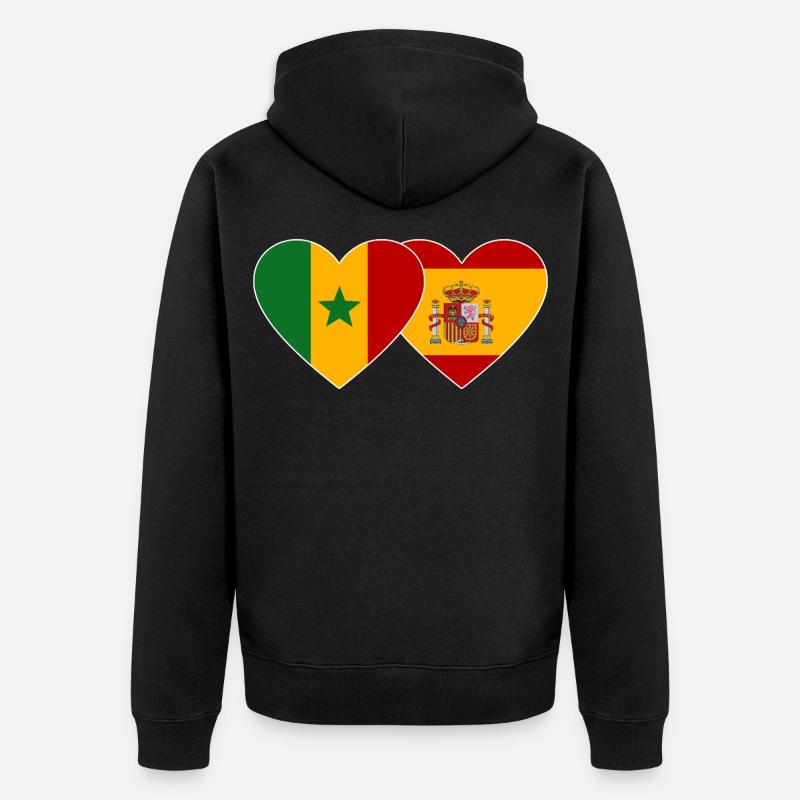 Fusion Heartlove Sénégal-Espagne - Veste à capuche bio Premium Unisexe - noir