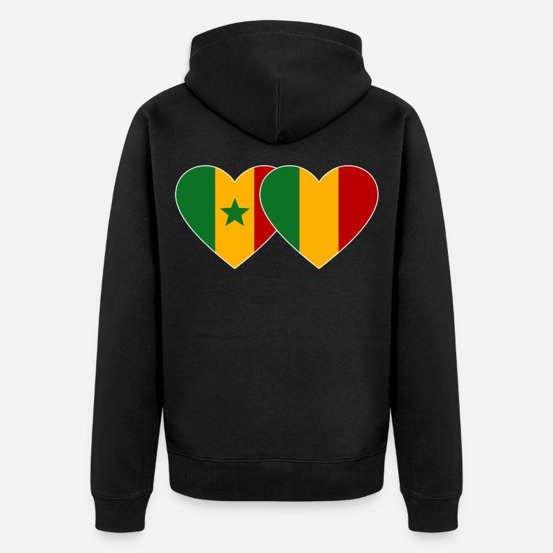 Senegal_Mali_Flagge_Herz - Veste à capuche bio Premium Unisexe - noir