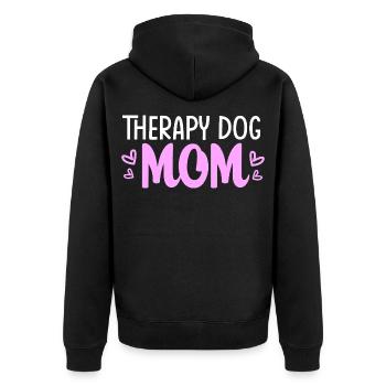 Therapiehund - Unisex Premium Bio Zip Hoodie - Schwarz - Hinten - Nico (187cm)