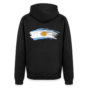 Argentinien - Unisex Premium Bio Zip Hoodie - Schwarz - Hinten - Nico (187cm)