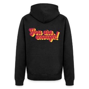 Motivierender Spruch mit 3D-Effekt - Unisex Premium Bio Zip Hoodie - Schwarz - Hinten - Nico (187cm)
