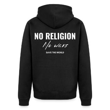 No religions, no wars - Unisex Premium Organic Zip Hoodie - black - Back - Nico (187cm)