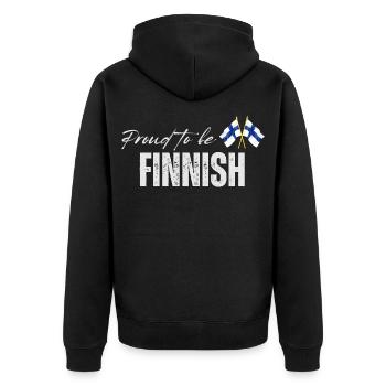 Stolzer Finne, ich liebe Finnland - Unisex Premium Bio Zip Hoodie - Schwarz - Hinten - Nico (187cm)