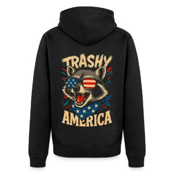 Raton laveur trashy america - Veste à capuche bio Premium Unisexe - noir - Dos - Nico (187cm)