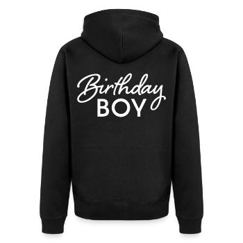 Birthday Boy - Unisex Premium Organic Zip Hoodie - black - Back - Nico (187cm)