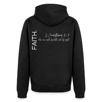 Glaube - 2. Korinther 5,7 Christlicher Plan - Unisex Premium Bio Zip Hoodie - Schwarz - Hinten - Nico (187cm)