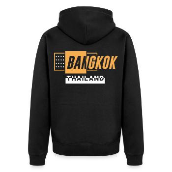 Chemise de voyage Bangkok Thaïlande - Veste à capuche bio Premium Unisexe - noir - Dos - Nico (187cm)