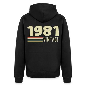 1981-Anniversary-1981-retro-1981 - Unisex Premium Organic Zip Hoodie - black - Back - Nico (187cm)