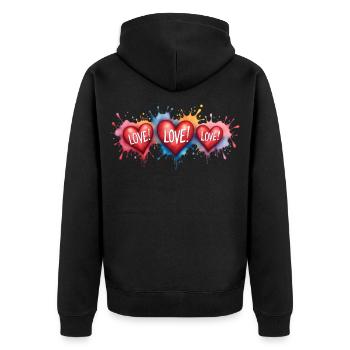 Love Text Hearts Shape Painting Print - Unisex Premium Organic Zip Hoodie - black - Back - Nico (187cm)
