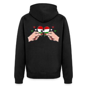 Ungarn Frauenhände Herzpuzzle - Unisex Premium Bio Zip Hoodie - Schwarz - Hinten - Nico (187cm)