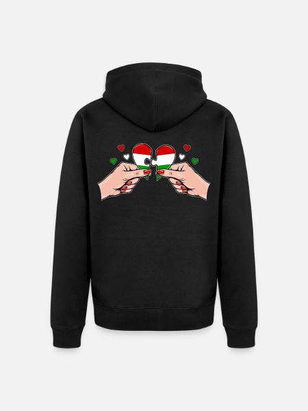 Ungarn Frauenhände Herzpuzzle - Unisex Premium Bio Zip Hoodie - Schwarz