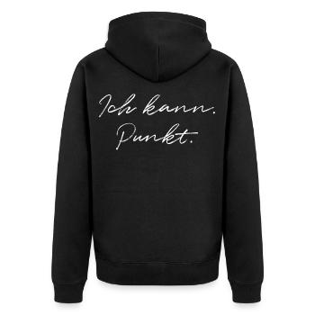 Ich Kann Punkt Motivation Fitness - Unisex Premium Bio Zip Hoodie - Schwarz - Hinten - Nico (187cm)
