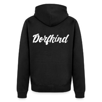 Dorfkind - Unisex Premium Bio Zip Hoodie - Schwarz - Hinten - Nico (187cm)