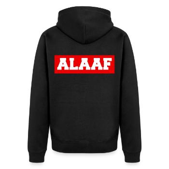 ALAAF - Unisex Premium Bio Zip Hoodie - Schwarz - Hinten - Nico (187cm)