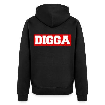 Digga - Unisex Premium Bio Zip Hoodie - Schwarz - Hinten - Nico (187cm)