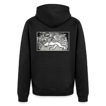 Ein Greif in grau - Unisex Premium Bio Zip Hoodie - Schwarz - Hinten - Nico (187cm)