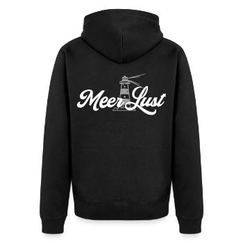 Mehr Lust auf Meer - Unisex Premium Bio Zip Hoodie - Schwarz - Hinten - Nico (187cm)