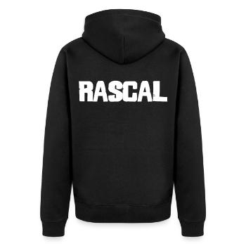 Rascál Bold Vintage Logo Design - Unisex Premium Organic Zip Hoodie - black - Back - Nico (187cm)