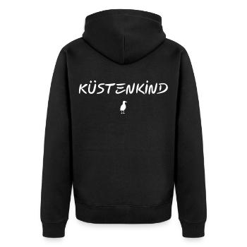 Küstenkind - Unisex Premium Bio Zip Hoodie - Schwarz - Hinten - Nico (187cm)