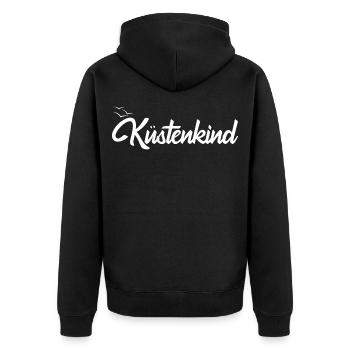 Küstenkind - Unisex Premium Bio Zip Hoodie - Schwarz - Hinten - Nico (187cm)