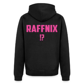 Raffnix - Unisex Premium Bio Zip Hoodie - Schwarz - Hinten - Nico (187cm)